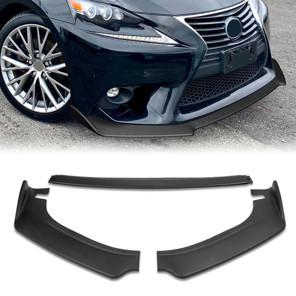 For 2014-2016 Lexus IS Base Unpainted BLK Front Bumper Body Kit Spoiler Lip 3PCS