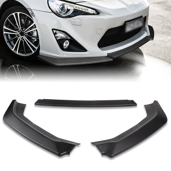 2013-2016 Scion FR-S/Toyota 86 CS-Style Unpainted Matte Black 3-Piece Front Bumper Body Spoiler Splitter Lip Kit with License Plate Frame
