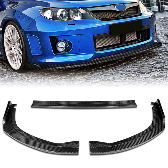 For 2011-2014 Subaru Impreza WRX STi CS2-Style Real Carbon Fiber Front Bumper Splitter Spoiler Lip 3PCS