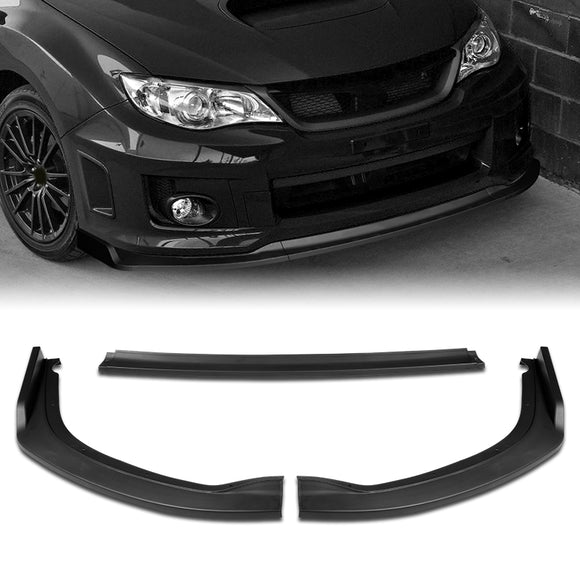 For 2011-2014 Subaru Impreza WRX STi CS2-Style Unpainted Matte Black Front Bumper Splitter Spoiler Lip 3PCS