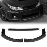For 2011-2014 Subaru Impreza WRX STi CS2-Style Unpainted Matte Black Front Bumper Splitter Spoiler Lip 3PCS