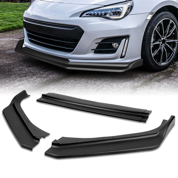 For 2017-2020 Subaru BRZ JDM CS-Style Matte Black Front Bumper Body Spoiler Lip 3 pcs with Phone Neck Strap