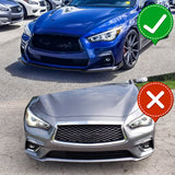2018-2021 Infiniti Q50 Sport Unpainted Black Front Bumper Body Kit Lip 3PCS