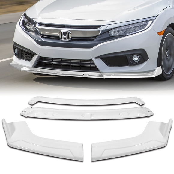 Universal Painted White Configurable of up 3-Different Style Front Bumper Body Splitter Spoiler Lip 4PCS