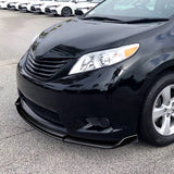 For 2011-2015 Toyota Sienna MP-Style Painted Black Front Bumper Body Splitter Spoiler Lip 3PCS