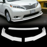 For 2011-2015 Toyota Sienna MP-Style Painted White Front Bumper Body Splitter Spoiler Lip 3PCS