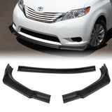 For 2011-2015 Toyota Sienna MP-Style Black Front Bumper Body Splitter Spoiler Lip 3PCS