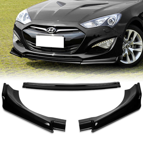 For 2013-2016 Hyundai Genesis Coupe Painted Black KS-Style Front Bumper Body Splitter Spoiler Lip 3PCS