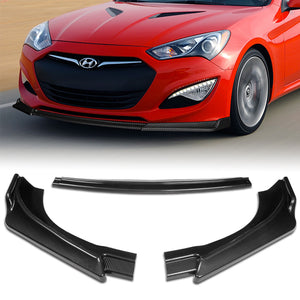 For 2013-2016 Hyundai Genesis Coupe Carbon Look KS-Style Front Bumper Body Splitter Spoiler Lip 3PCS