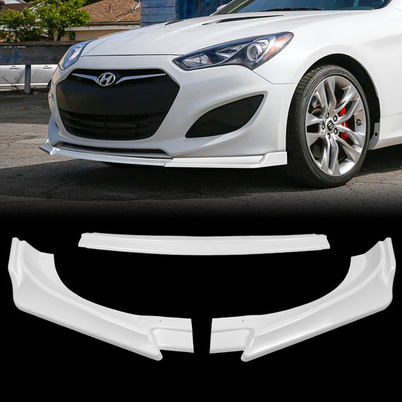 For 2013-2016 Hyundai Genesis Coupe Painted White KS-Style Front Bumper Body Splitter Spoiler Lip 3PCS