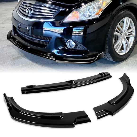For 2010-2013 Infiniti G37 Sedan 4DR Painted Black JDM Front Bumper Body Splitter Spoiler Lip 3PCS