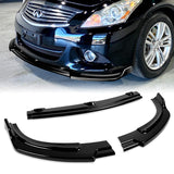 For 2010-2013 Infiniti G37 Sedan 4DR Painted Black JDM Front Bumper Body Splitter Spoiler Lip 3PCS