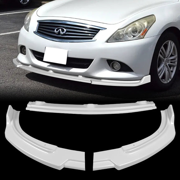 For 2010-2013 Infiniti G37 Sedan 4DR Painted White JDM Front Bumper Body Splitter Spoiler Lip 3PCS