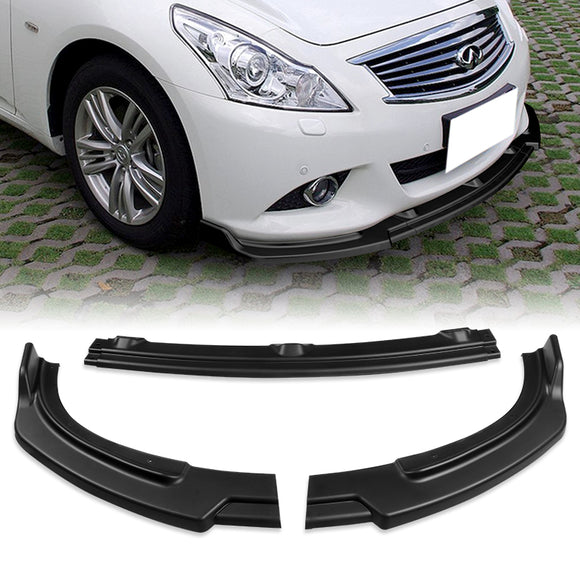 For 2010-2013 Infiniti G37 Sedan 4DR Matte Black JDM Front Bumper Body Splitter Spoiler Lip 3PCS