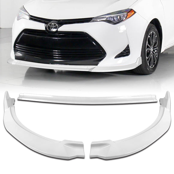 2017-2019 Toyota Corolla L LE XLE Type S Painted White Front Bumper Body Splitter Spoiler Lip 3PCS