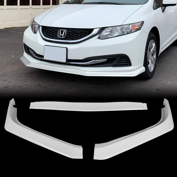 For 2013-2015 Honda Civic 4DR Painted White Aero-Style Front Bumper Body Splitter Spoiler Lip 3PCS