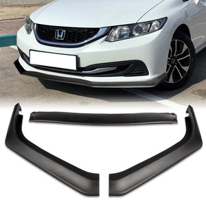 For 2013-2015 Honda Civic 4DR Black Aero-Style Front Bumper Body Splitter Spoiler Lip 3PCS