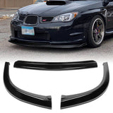 For 2006-2007 Subaru Impreza WRX STi S204 Painted Black Front Bumper Body Splitter Spoiler Lip 3PCS