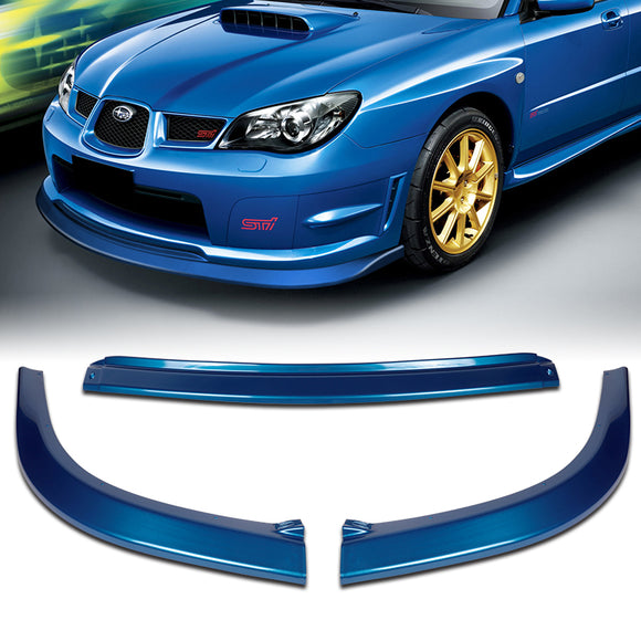 For 2006-2007 Subaru Impreza WRX STi S204 Painted Blue Front Bumper Body Splitter Spoiler Lip 3PCS