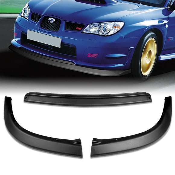 For 2006-2007 Subaru Impreza WRX STi S204 Matte Black Front Bumper Body Splitter Spoiler Lip 3PCS