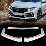 For 2017-2021 Honda Civic Hatchback Painted White MUG Front Bumper Body Splitter Spoiler Lip 3PCS