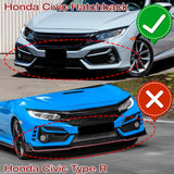 For 2017-2021 Honda Civic Hatchback Black MUG Front Bumper Body Splitter Spoiler Lip 3PCS