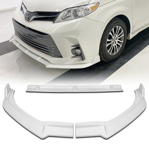 For 2018-2020 Toyota Sienna Painted White MP-Style Front Bumper Body Splitter Spoiler Lip 3PCS