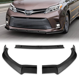 For 2018-2020 Toyota Sienna Black MP-Style Front Bumper Body Splitter Spoiler Lip 3PCS