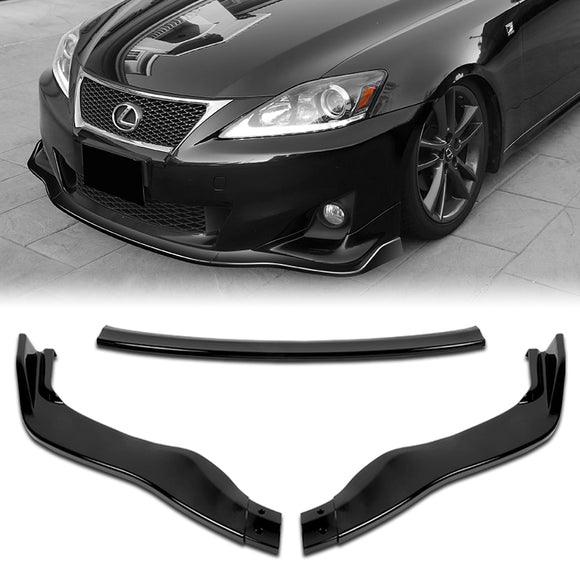 For 2011-2013 Lexus IS250 IS350 Painted Black Front Bumper Body Splitter Spoiler Lip 3PCS
