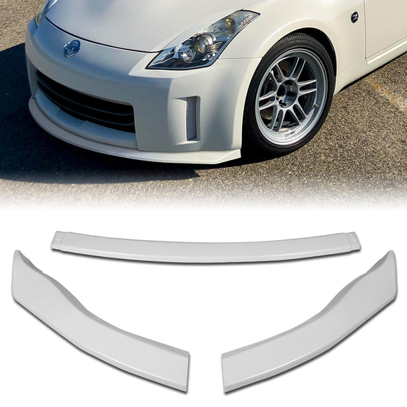 For 2006-2009 Nissan 350Z Z33 GT-Style Painted White Front Bumper Body Splitter Spoiler Lip 3PCS