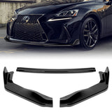 For 2017-2020 Lexus IS-Series AR-Style JDM Painted Black Front Bumper Body Splitter Spoiler Lip 3PCS