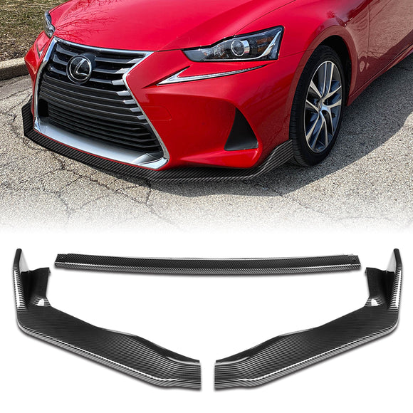 For 2017-2020 Lexus IS-Series AR-Style Carbon Look Front Bumper Body Splitter Spoiler Lip 3PCS