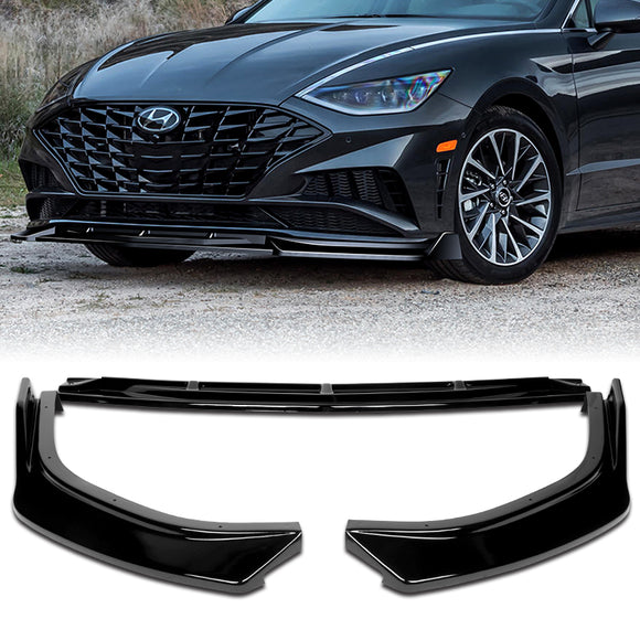For 2020-2023 Hyundai Sonata CK-Style JDM Painted Black Front Bumper Body Splitter Spoiler Lip 3PCS