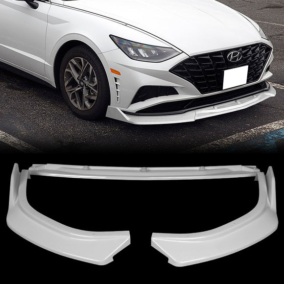 For 2020-2023 Hyundai Sonata CK-Style JDM Painted White Front Bumper Body Splitter Spoiler Lip 3PCS