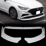 For 2020-2023 Hyundai Sonata CK-Style JDM Painted White Front Bumper Body Splitter Spoiler Lip 3PCS
