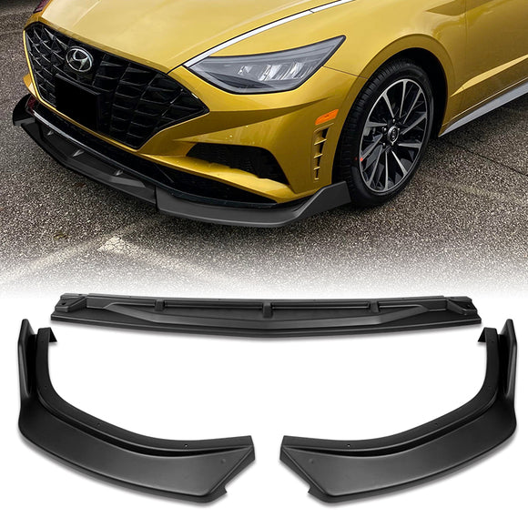 For 2020-2023 Hyundai Sonata CK-Style JDM Matte Black Front Bumper Body Splitter Spoiler Lip 3PCS