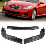 For 2008-2013 Infiniti G37 Coupe Real Carbon Fiber Front Bumper Body Splitter Spoiler Lip 3PCS