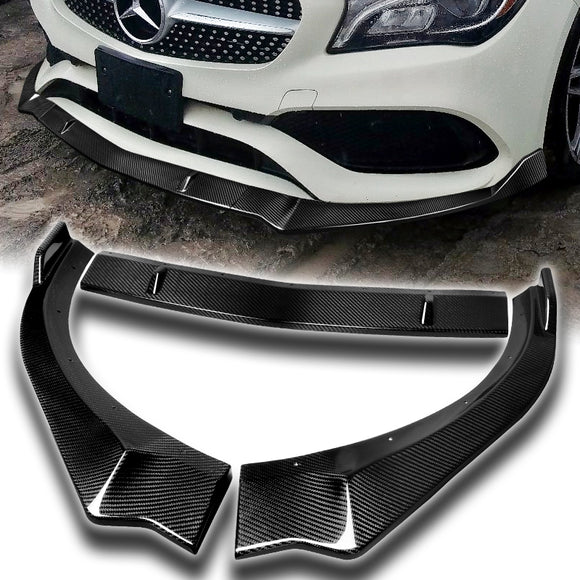For 2017-2019 Mercedes-Benz CLA250 CLA45 Real Carbon Fiber Front Bumper Body Splitter Spoiler Lip 3PCS