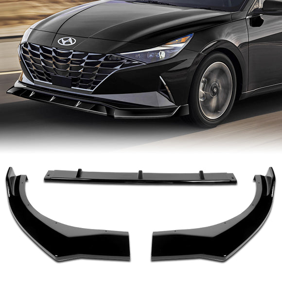 For 2021-2023 Hyundai Elantra Painted Black Front Bumper Body Splitter Spoiler Lip 3PCS