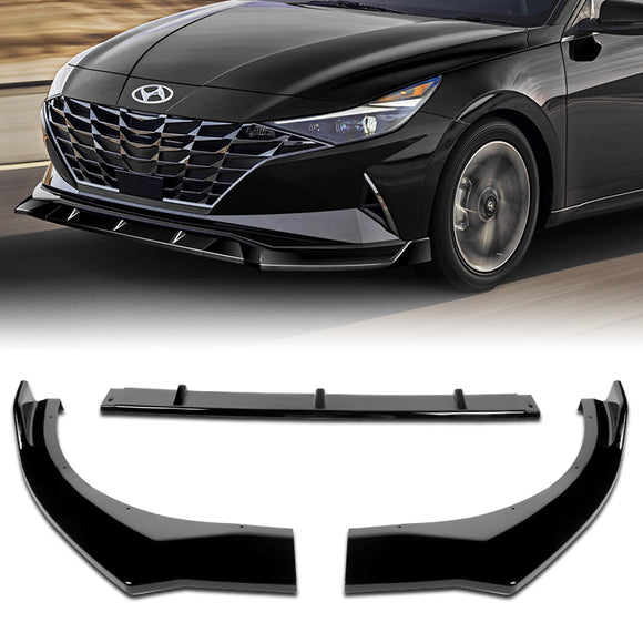 For 2021-2022 Hyundai Elantra Painted Black Front Bumper Body Splitter Spoiler Lip 3PCS