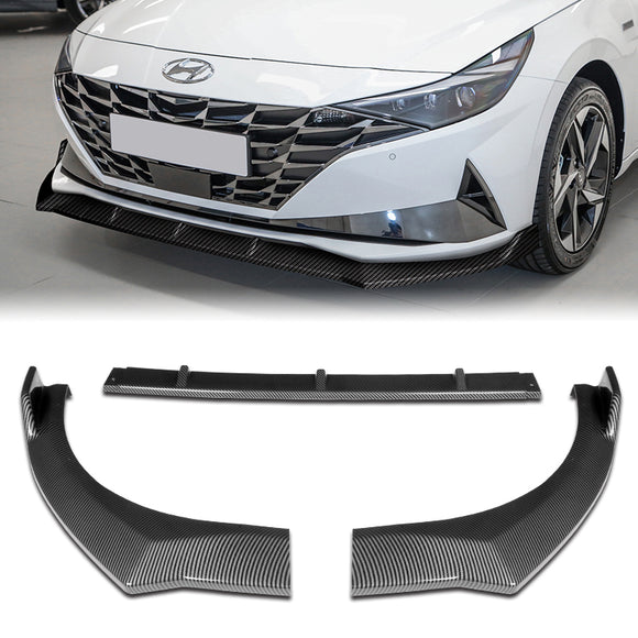 For 2021-2022 Hyundai Elantra Carbon Look Front Bumper Body Splitter Spoiler Lip 3PCS
