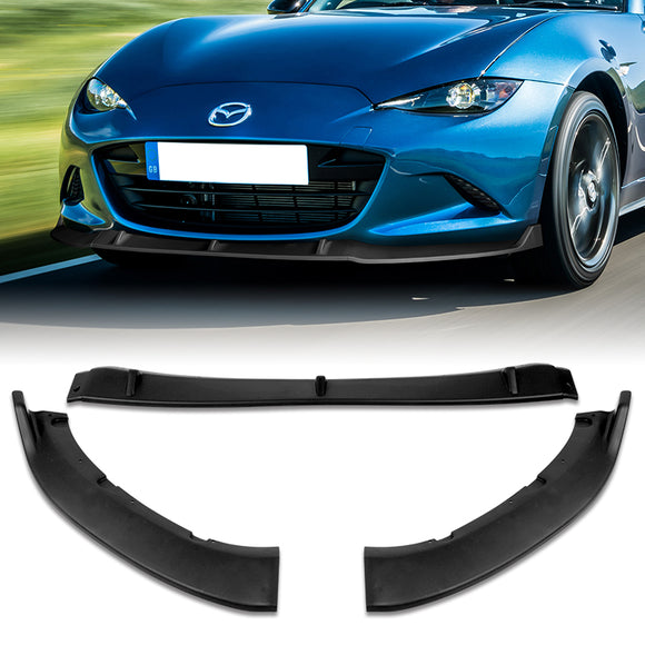 For 2016-2021 Mazda Miata MX-5 MP-Style JDM Matte Black Front Bumper Body Splitter Spoiler Lip 3PCS