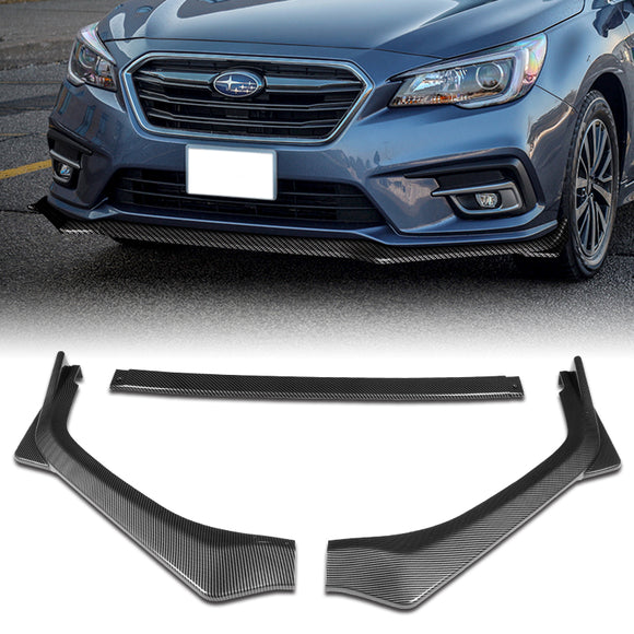 For 2018-2020 Subaru Legacy STi-Style JDM Carbon Look Front Bumper Body Splitter Spoiler Lip 3PCS