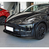 For 2020-2024 Tesla Model Y Real Carbon Fiber Front Bumper Body Splitter Spoiler Lip 3PCS