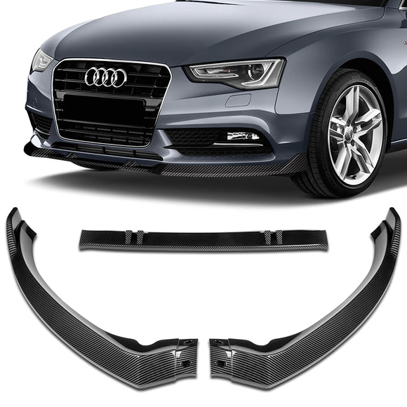 For 2013-2016 Audi A5 Carbon Painted Front Bumper Body Splitter Spoiler Lip 3PCS