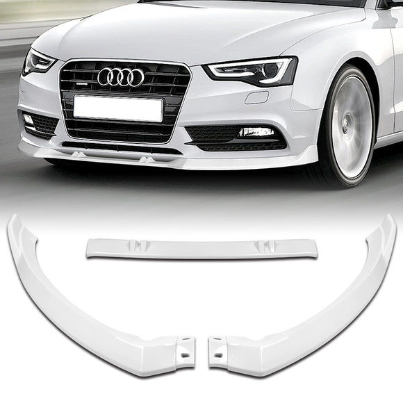 For 2013-2016 Audi A5 Painted White Front Bumper Body Splitter Spoiler Lip 3PCS