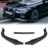 For 2020-2022 BMW 4-Series G22 G23 M-Sport Carbon Look Front Bumper Body Splitter Spoiler Lip 3PCS