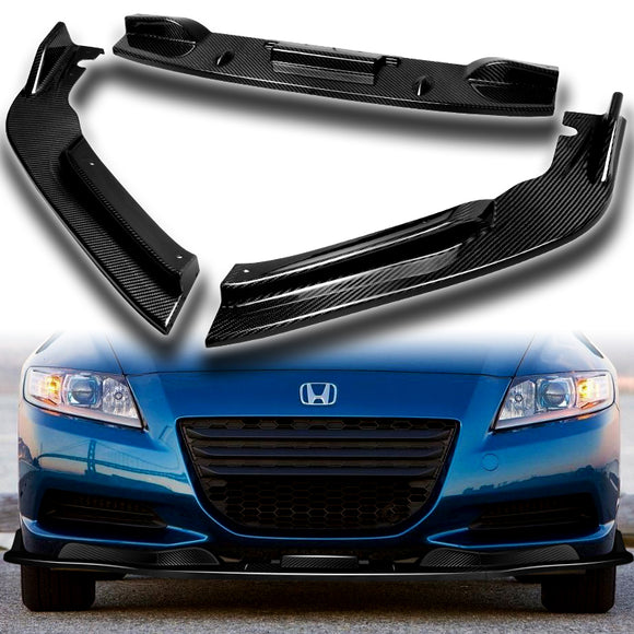 For 2011-2012 Honda CR-Z JP-Style Carbon Fiber Front Bumper Body Splitter Spoiler Lip 3PCS