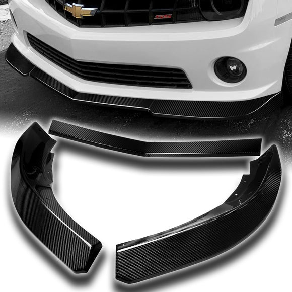 For 2010-2013 Chevrolet Camaro V6 Carbon Fiber Front Bumper Splitter Spoiler Lip 3PCS
