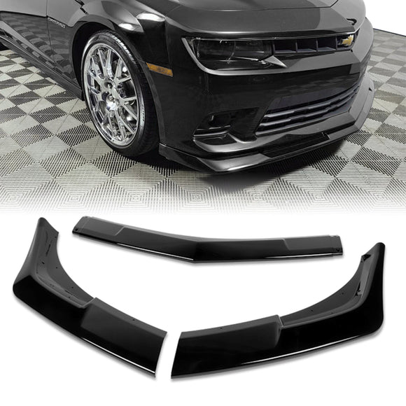 For 2014-2015 Chevy Camaro SS Z28 Painted Black Front Bumper Splitter Spoiler Lip 3PCS